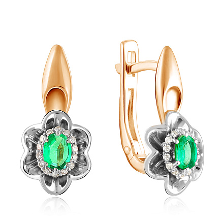 Серьги с английским замком из красного золота с бриллиантами