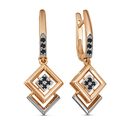 Серьги с английским замком из красного золота с бриллиантами