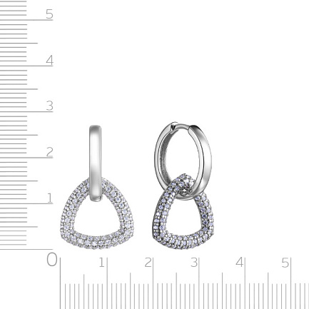 Серьги с английским замком из серебра с фианитом