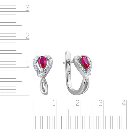 Серьги с английским замком из серебра с фианитом