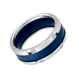 Кольцо из серебра с цирконием и керамикой