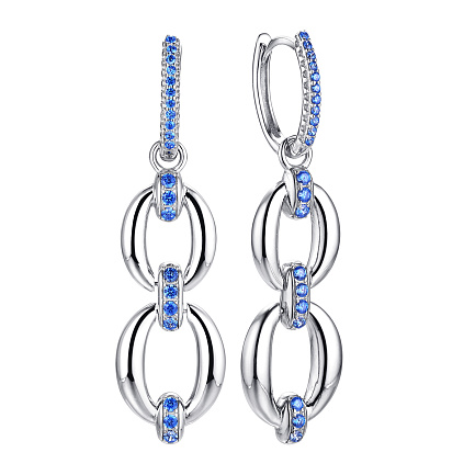 Серьги с английским замком из серебра с фианитами