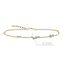 Браслет декоративный из желтого золота с фианитом, плетение якорное