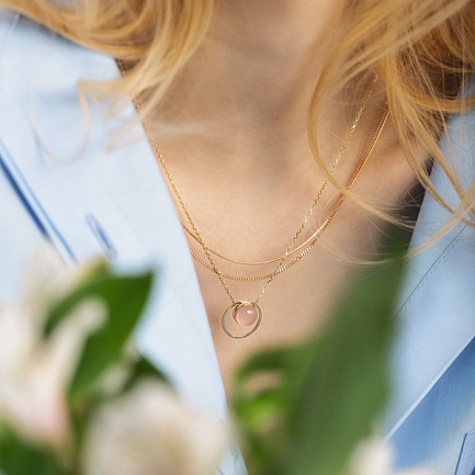 Колье из желтого золота, плетение якорное