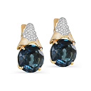 Серьги с английским замком из желтого золота с бриллиантами