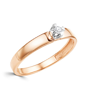 Кольцо из красного золота с бриллиантом