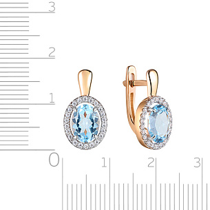 Серьги с английским замком из красного золота с фианитом