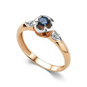 Кольцо из красного золота с бриллиантами, сапфиром