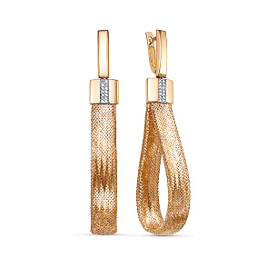 Серьги из красного золота с бриллиантом