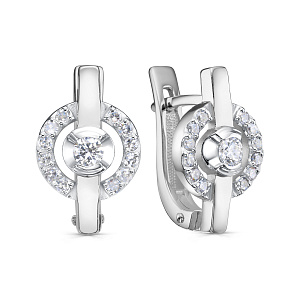 Серьги с английским замком из белого золота с бриллиантами