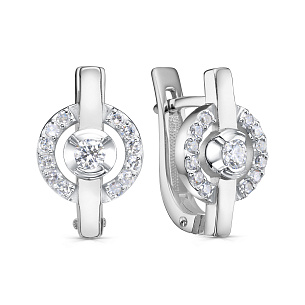 Серьги с английским замком из белого золота с бриллиантом
