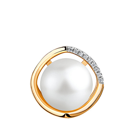 Подвеска из красного золота с жемчугом, фианитом