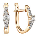 Серьги с английским замком из красного золота с бриллиантами