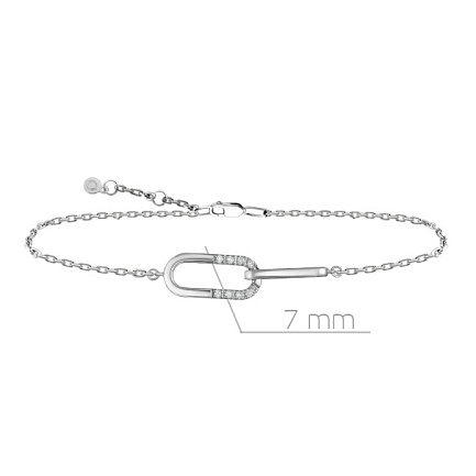 Браслет декоративный из белого золота с бриллиантами, плетение якорное