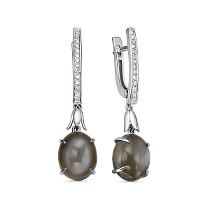 Серьги с английским замком из белого золота с бриллиантами