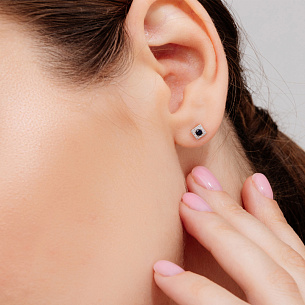 Пусеты из красного золота с сапфирами