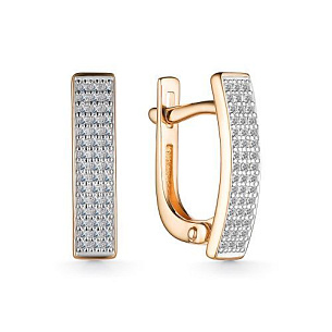 Серьги с английским замком из красного золота с бриллиантом