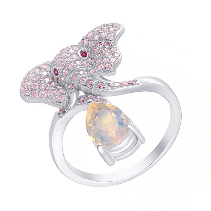 Кольцо из серебра с опалом, фианитом