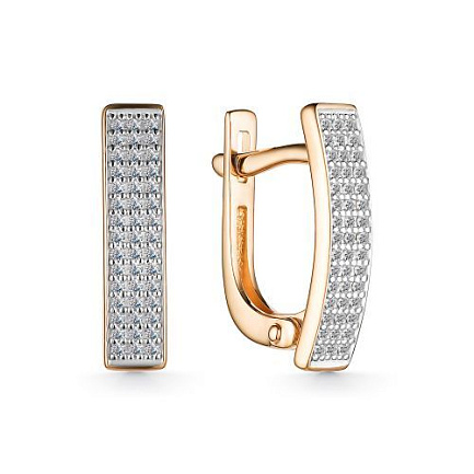 Серьги с английским замком из красного золота с бриллиантами