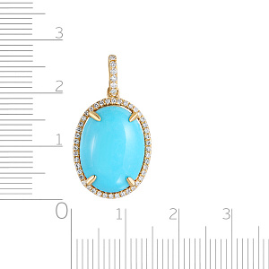 Подвеска из желтого золота с бриллиантами, бирюзой