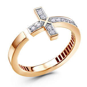 Кольцо из красного золота с бриллиантом