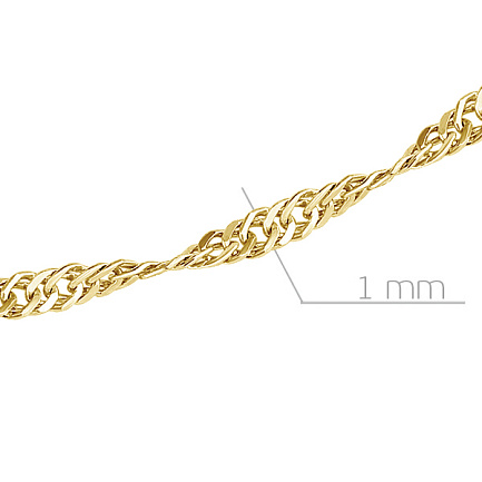 Цепь автомат из желтого золота, плетение двойное панцирное