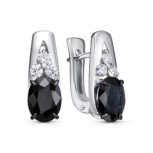 Серьги с английским замком из белого золота с бриллиантами