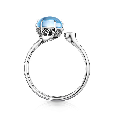 Кольцо из белого золота с бриллиантами, топазом