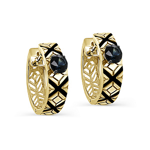 Серьги с английским замком из желтого золота с сапфирами