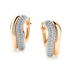 Серьги с английским замком из красного золота с бриллиантами