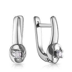 Серьги из белого золота с бриллиантом