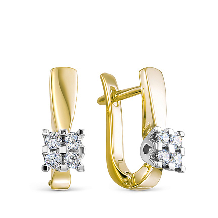 Серьги из желтого золота с бриллиантами