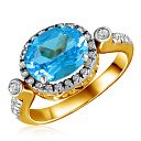 Кольцо из желтого золота с бриллиантами, топазом
