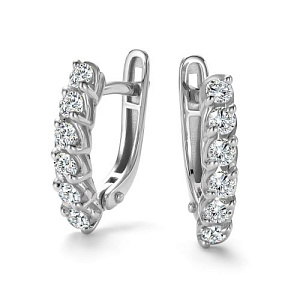 Серьги с английским замком из белого золота с бриллиантами