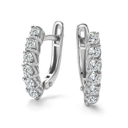 Серьги с английским замком из белого золота с бриллиантами