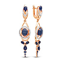 Серьги из комбинированного золота с бриллиантами, сапфиром