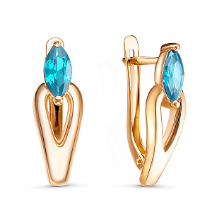 Серьги с английским замком из красного золота с топазами