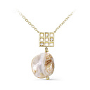 Колье из серебра с перламутром, фианитами