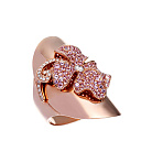 Кольцо из красного золота с бриллиантами, сапфирами