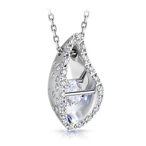 Колье из белого золота с бриллиантами, плетение якорное