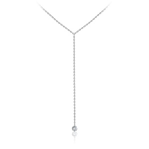 Колье из белого золота с бриллиантом, плетение якорное