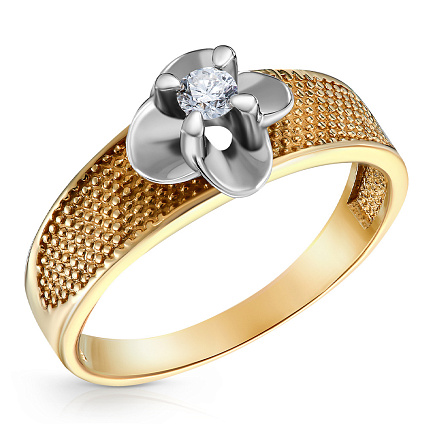 Кольцо из желтого золота с бриллиантом