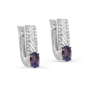 Серьги с английским замком из белого золота с бриллиантами