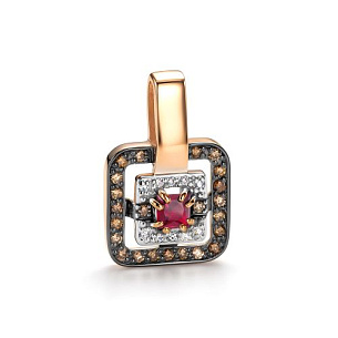 Подвеска из красного золота с бриллиантом