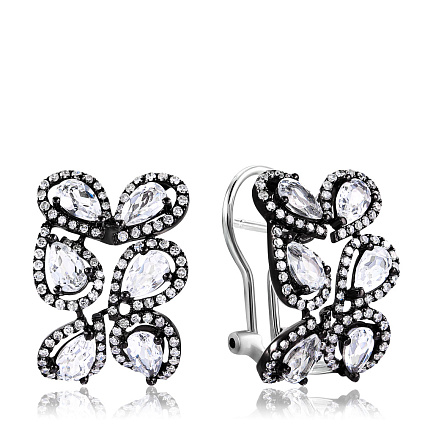 Серьги с французским замком из белого золота с бриллиантами
