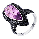 Кольцо из белого золота с аметистом, сапфирами