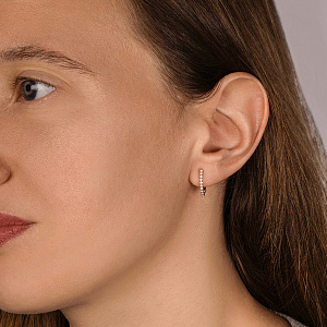 Серьги с английским замком из красного золота с бриллиантами