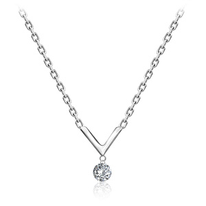 Колье из белого золота с бриллиантом, плетение якорное