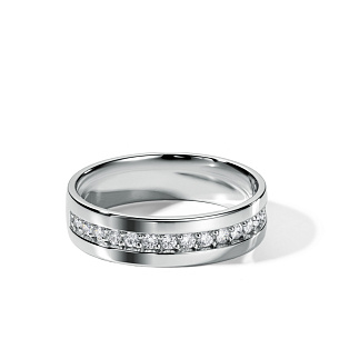 Кольцо обручальное из белого золота с бриллиантами