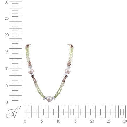 Колье из серебра с жемчугом, кварцем